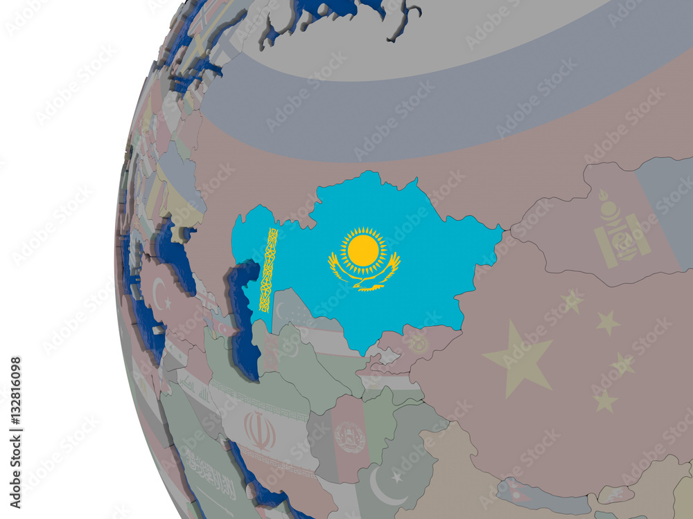 Kazakhstan with national flag Kazakhstan with national flag