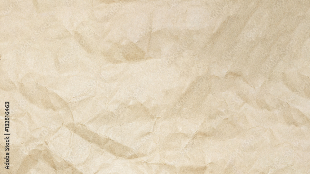 Fototapeta premium Recycled crumpled brown paper texture, paper background for design with copy space for text or image.