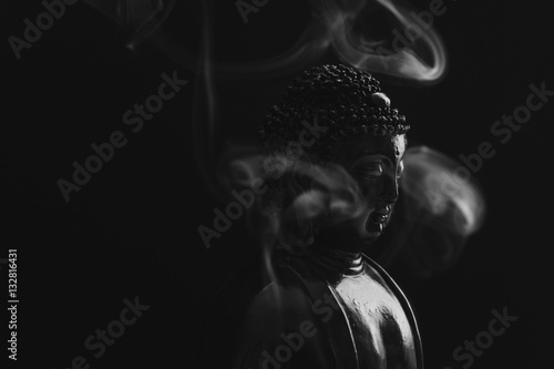 Decorative Buddha statue, Buddha in the background of incense, S