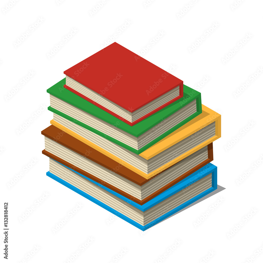 Set of books and tutorials. Isometric flat vector. Set of books and tutorials. Isometric flat vector.