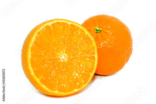 Two mandarine isolated on a white background. The symbol of the holiday season.
