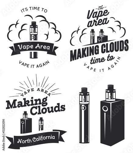 Set of vape, e-cigarette logo, emblems, and badges