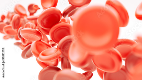 Obraz na plátně Flowing blood cells - 3D Rendering