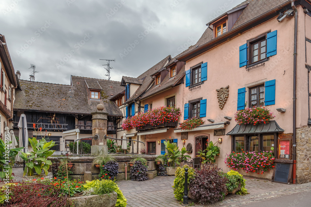 Courtyard in Eguisheim, Alsace, France