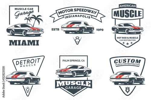 Classic muscle car logo, emblems and icons.