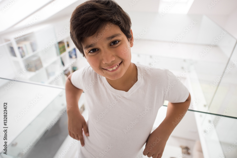 Cute boy in new modern property home interior Cute boy in new modern property home interior
