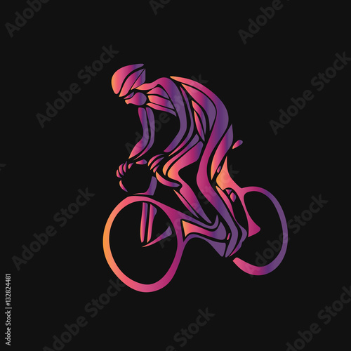 Cyclist in a bike race. Color vector clipart