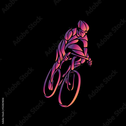 Cyclist in a bike race. Color vector clipart