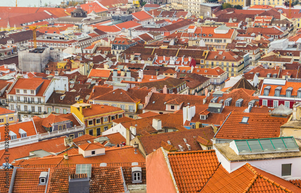 Roofs of Lisbon, Portugal. View from Saint George Castle