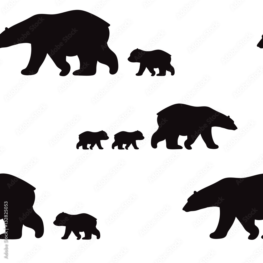 Fototapeta premium Ładny wzór z niedźwiedziem polarnym zima. Matka i jej dziecko. Wzór ładny dzieci. Idealny na papier podkładowy lub tekstylia.