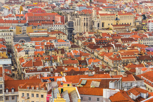 View of roofs from Saint George Castle in Lisbon, Portugal