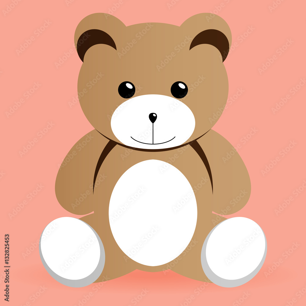 The brown bear doll is sitting with the smile The brown bear doll is sitting with the smile