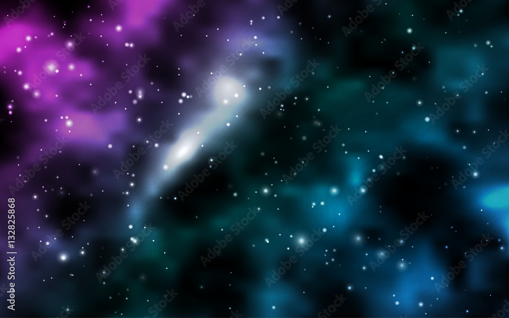 Cosmic background galaxies, nebula and shining stars. Space vector illustration for your design, space wallpapers