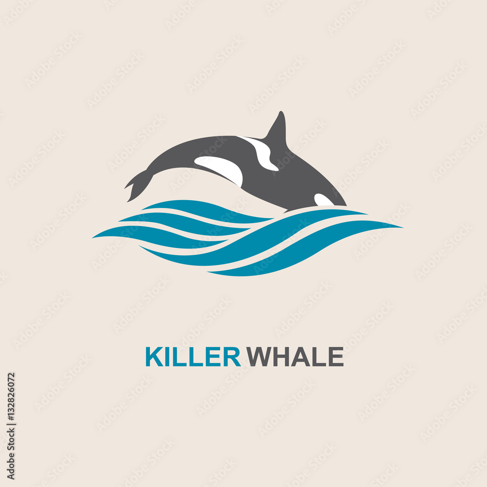 symbol of killer whale and sea wave symbol of killer whale and sea wave