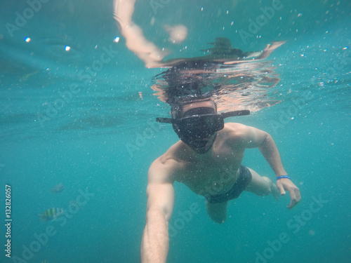 Man taking a selfie Underwater in Thailand