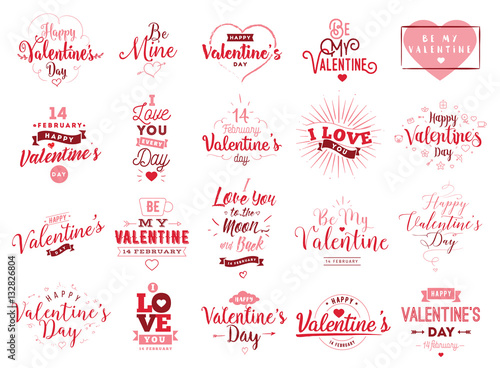 Fotótapéta Happy Valentines day typography. Vector design.