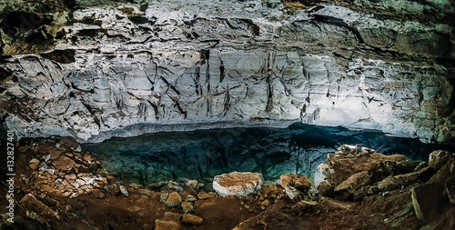 Underground lake in a grotto cave