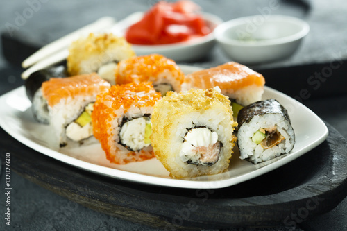 Assorted sushi and rolls