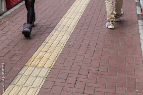 Outdoor tactile paving foot path for the blind Hong Kong