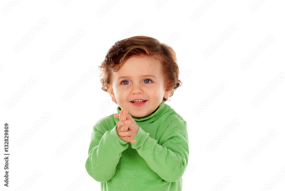 Adorable baby with green shirt Adorable baby with green shirt