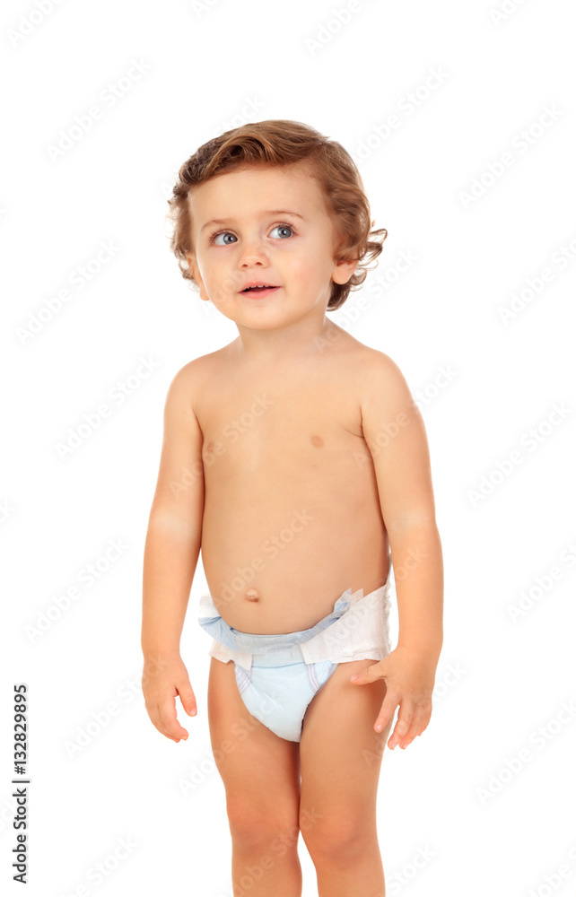Adorable baby wearing diaper Adorable baby wearing diaper