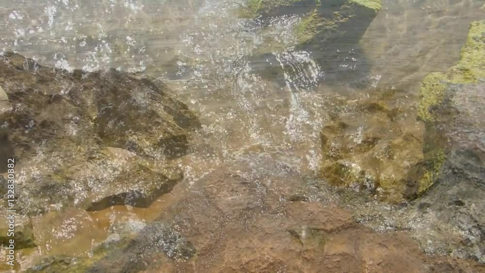 Different sequences of sea water reaching the coast in small waves Different sequences of sea water reaching the coast in small waves