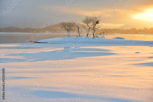 Obraz na płótnie 朝陽の雪原