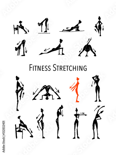 Fitness stretching set, sketch for your design