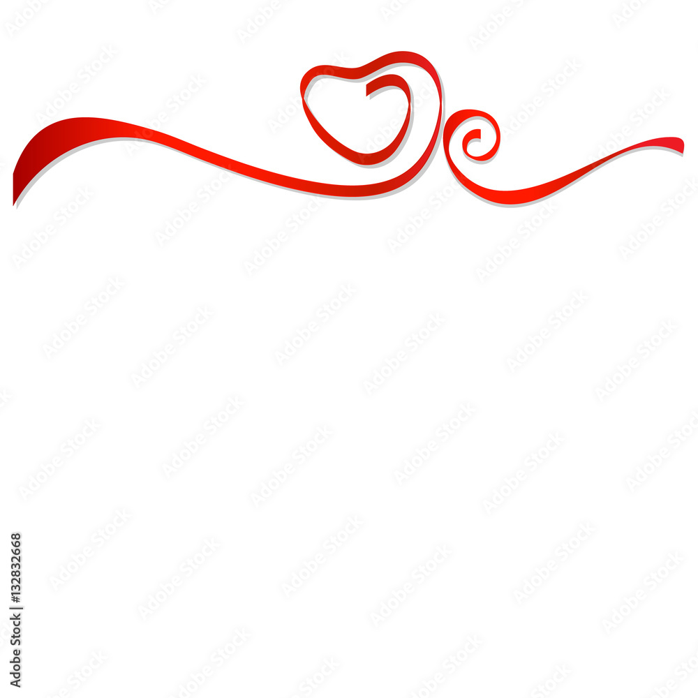 Red ribbons heart vector