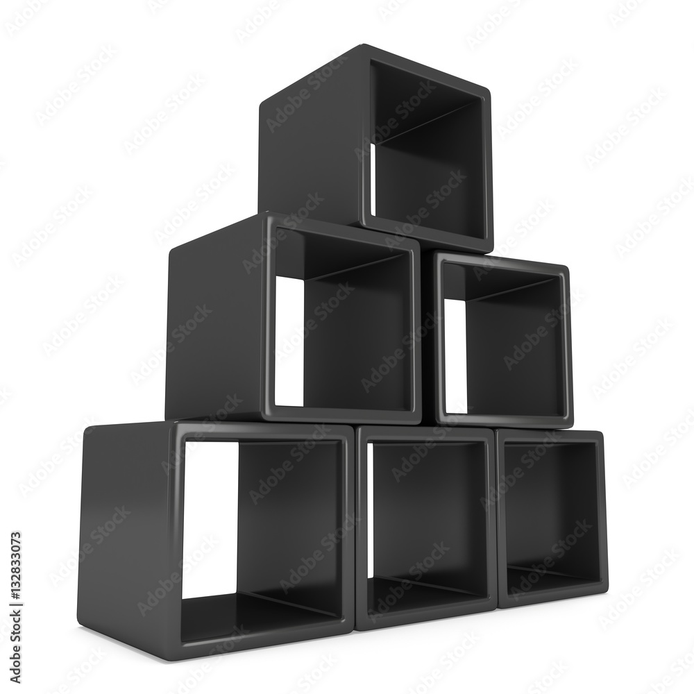 Product display black boxes. 3D render isolated on white. Platform or Stand Illustration. Template for Object Presentation. Product display black boxes. 3D render isolated on white. Platform or Stand Illustration. Template for Object Presentation.