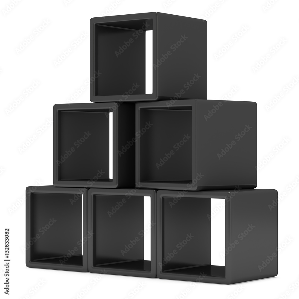 Product display black boxes. 3D render isolated on white. Platform or Stand Illustration. Template for Object Presentation. Product display black boxes. 3D render isolated on white. Platform or Stand Illustration. Template for Object Presentation.