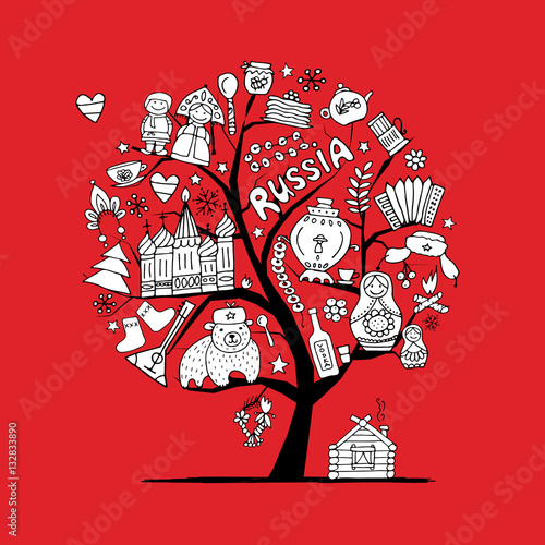 Art tree with russian symbols for your design