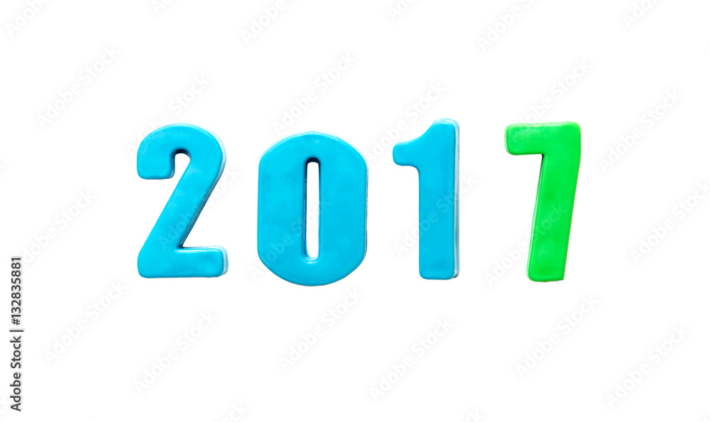 2017 text from plastic numbers. Isolated on white. 2017 text from plastic numbers. Isolated on white.