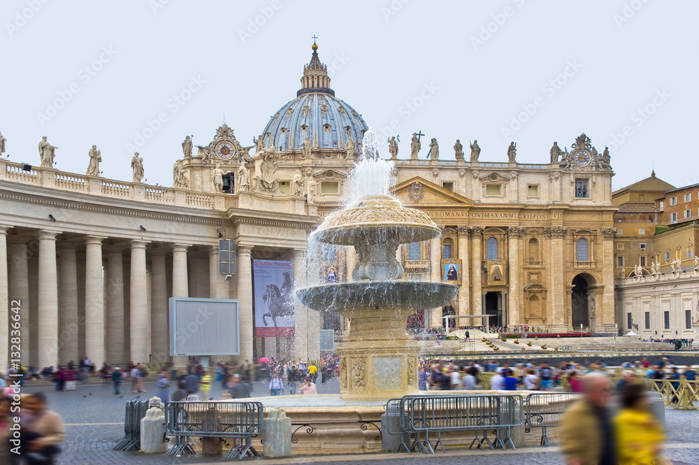 Rome, Vatican. The fountain on the square.