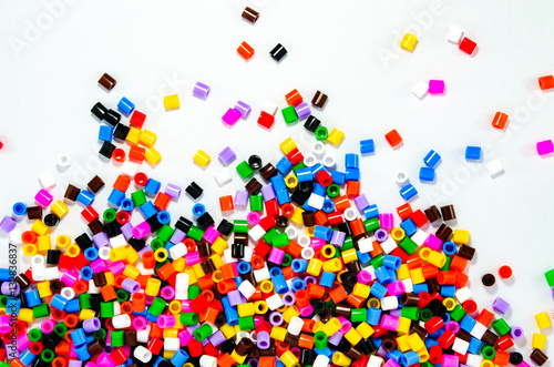 Full Color Beads On white background, Close Up.