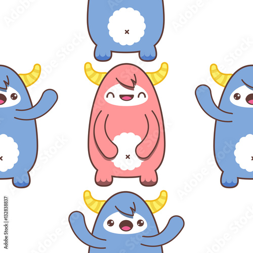 Cartoon yeti seamless pattern. Vector illustration