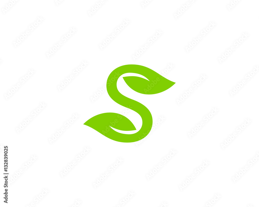 Initial Letter S Green Leaf Logo Design Element Initial Letter S Green Leaf Logo Design Element