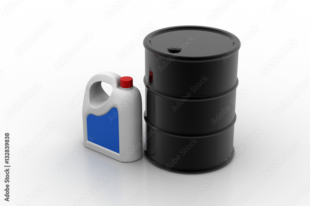 Oil can with oil drum Oil can with oil drum