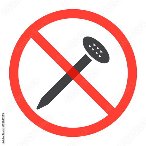 prohibition red circle, No nails ban sign, forbidden symbol. Vector illustration isolated on white