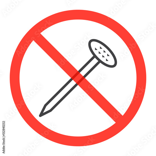 prohibition red circle, No nails ban sign, forbidden symbol. Vector illustration isolated on white