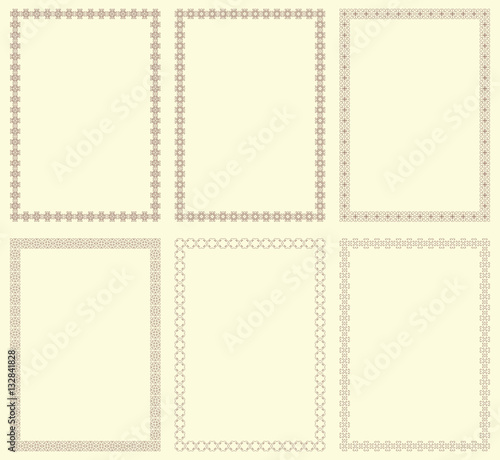 Set of six vintage frames in proportions A4.