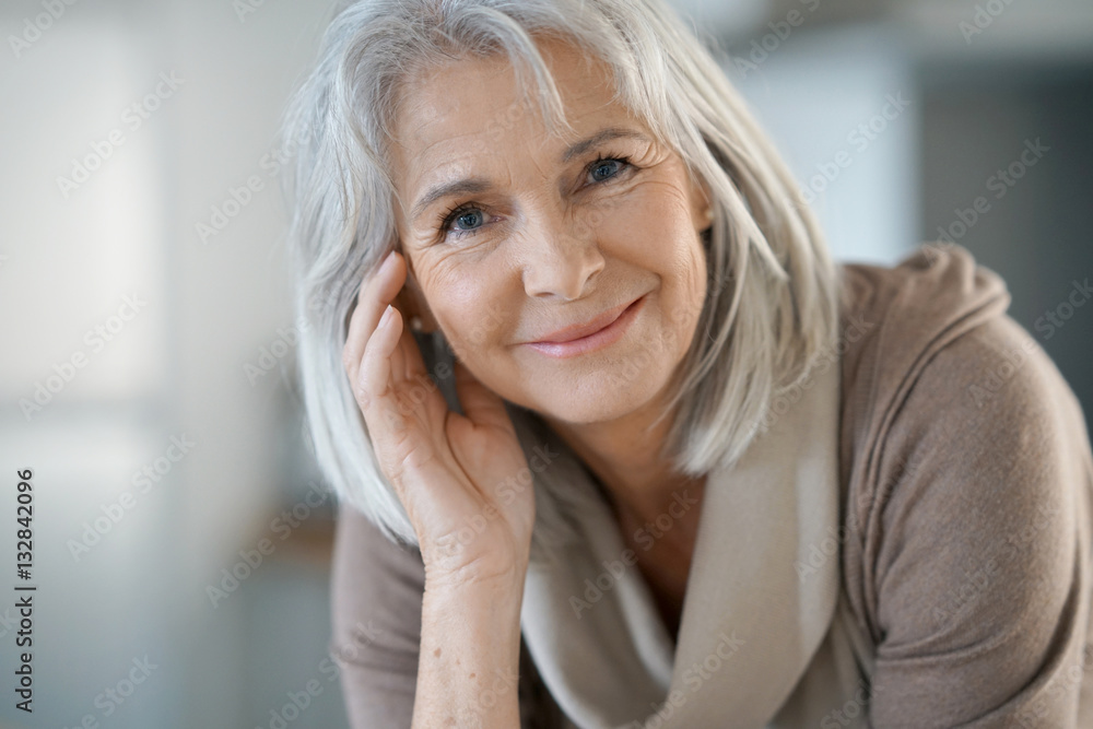 Portrait of beautiful senior woman with white hair Portrait of beautiful senior woman with white hair