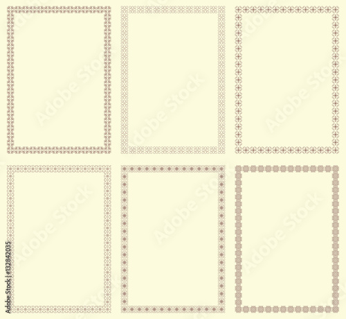 Set of six vintage frames in proportions A4.