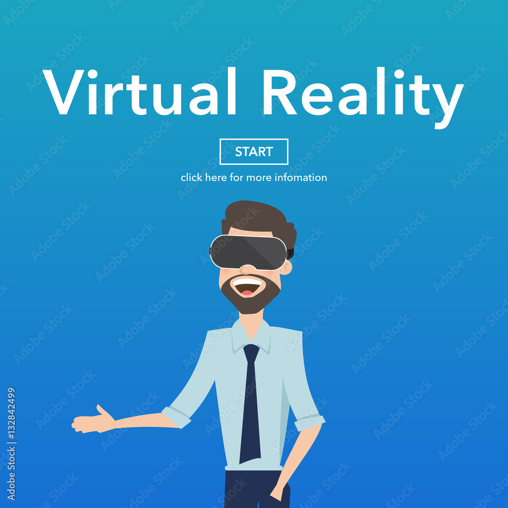 Business Use Virtual Reality Web Page Concept. Business Use Virtual Reality Web Page Concept.