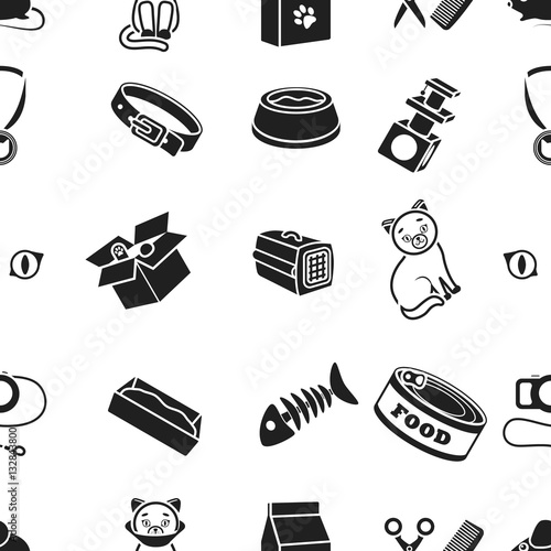 Cat equipment pattern icons in black style. Big collection of cat equipment vector symbol stock illustration