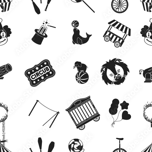 Circus pattern icons in black style. Big collection of circus vector symbol stock illustration