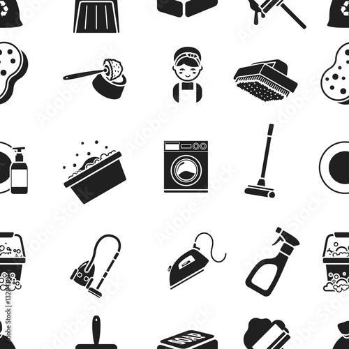 Cleaning pattern icons in black style. Big collection of cleaning vector symbol stock illustration