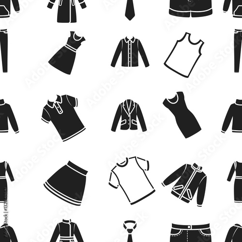 Clothes pattern icons in black style. Big collection of clothes vector symbol stock illustration