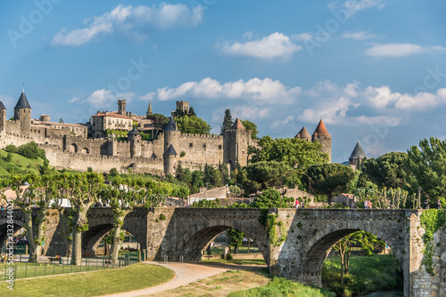 Tableau sur toile Carcassonne, Pont sur l'Aude et Cité Médiévale
