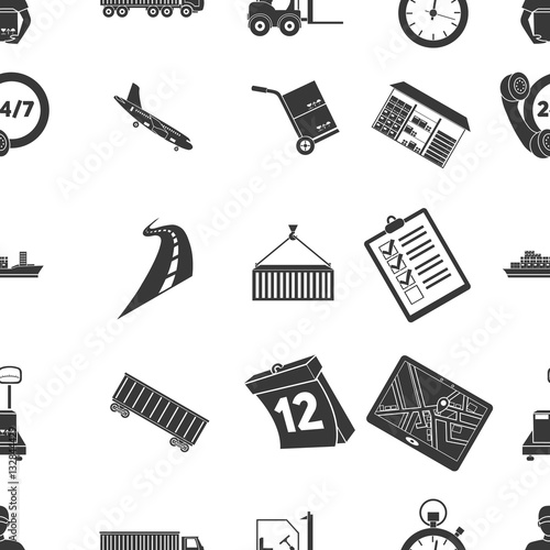 Logistic pattern icons in black style. Big collection of logistic vector symbol stock illustration